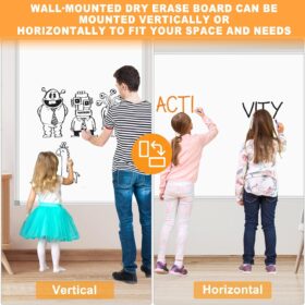 H-Qprobd Premium 72x40 Inch Wall-Mounted Dry Erase Whiteboard - Aluminum Frame Magnetic Presentation Board with Pen Tray, markers & accessories for Office School Home