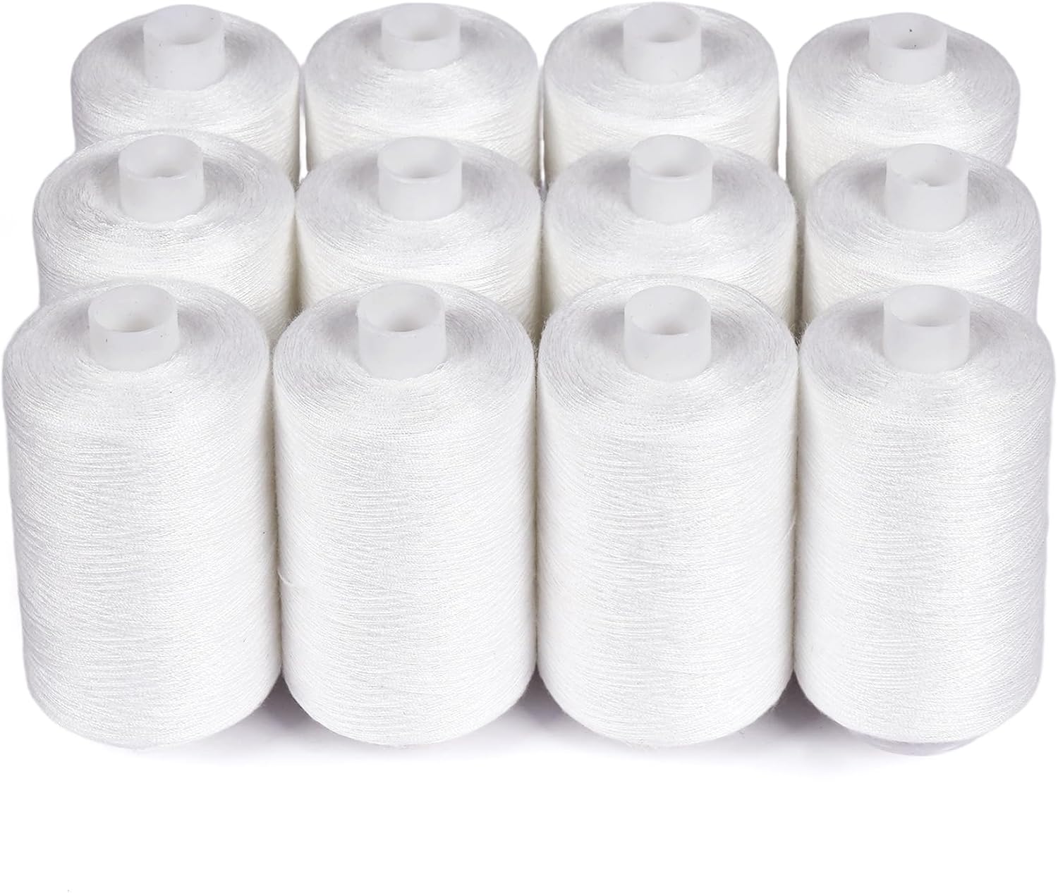 ilauke Premium Polyester Sewing Thread Set - 12 Spools x 1000 Yards, All-Purpose White Thread for Sewing Machines, Hand Sewing & Quilting