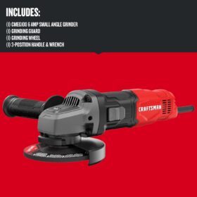 CRAFTSMAN 4-1/2 Inch Small Angle Grinder - 6 Amp Corded Power Tool with 12,000 RPM & Tool-Free Guard (CMEG100)