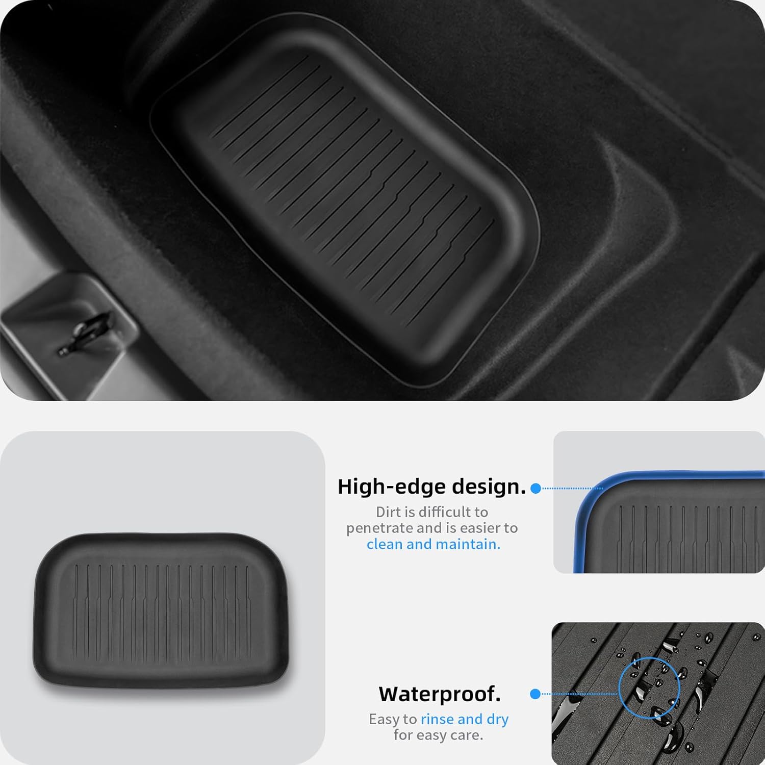 CYBERBEAMS Premium TPE Cargo Liners Set for 2025-2026 Tesla Model Y Juniper - All-Weather Trunk Mat with Front & Rear Frunk Tray Protectors (3PCS)