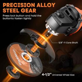 850W Professional Angle Grinder - 4-1/2 Inch Corded Power Tool with 11000RPM, 5 Cutting & Grinding Wheels, Auxiliary Handle for Metal/Wood Work - Slide Switch Design