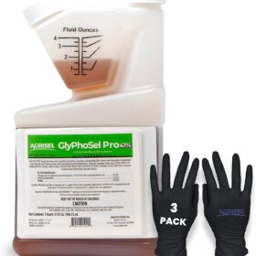 GlyPhoSel Pro Weed Killer - 41% Glyphosate Concentrate, 32oz, Pet-Safe Formula for Tough Weeds, Includes 3-Pack Protective Gloves