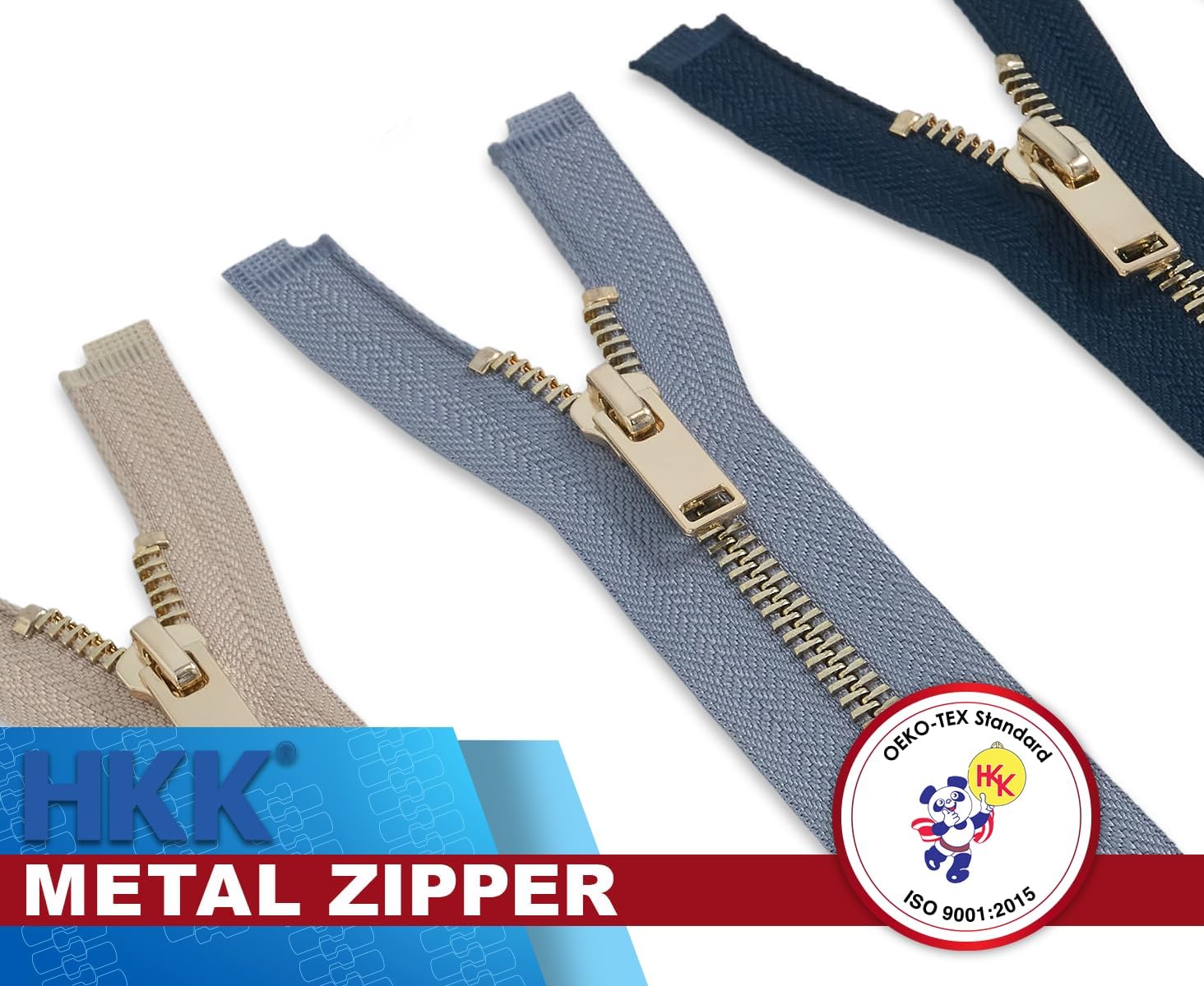 HKK Premium #5 Metal Separating Zippers - 28 Inch 5-Pack for Leather Jackets, Coats & Heavy Duty Sewing Projects (Copper Teeth, OEKO-TEX Certified)