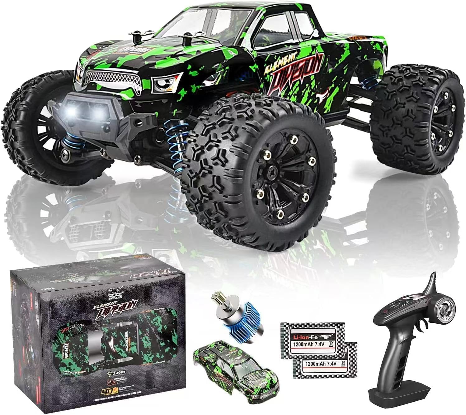 TENSSENX 1:18 Scale RC Monster Truck - 40KPH 4WD High Speed Off Road Remote Control Car with 2 Rechargeable Batteries, 2.4GHz Remote Control Vehicle for Kids & Adults