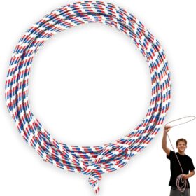 Kids Cowboy Lasso Rope - 20ft Pre-Tied Loop Lariat Roping Toy for Kids, Western Play & Costume Prop (Red/Blue)