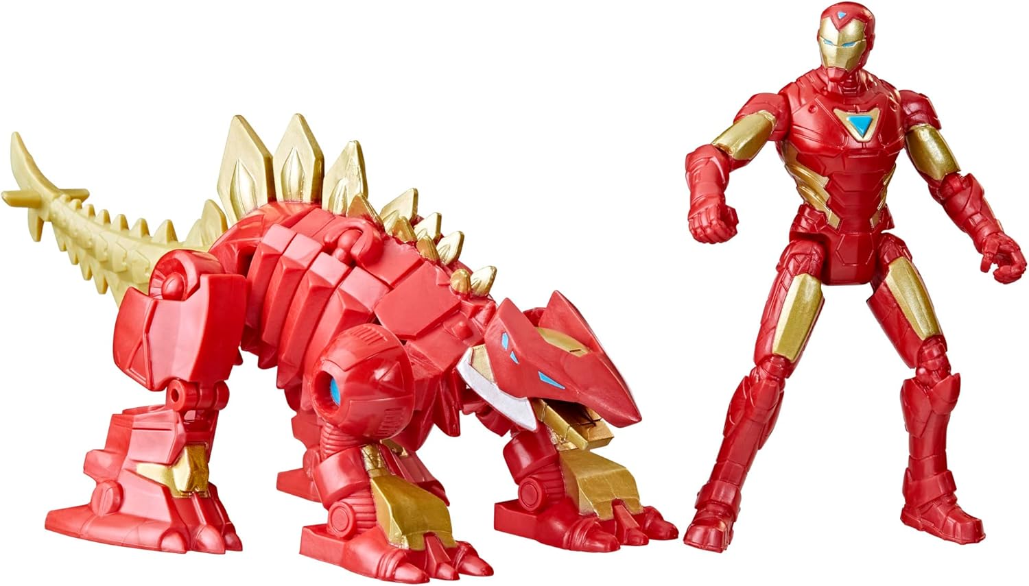 Marvel Mech Strike Iron Stomper Mechasaur - 4-Inch Iron Man Action Figure with Transformable Dinosaur Mech Suit, Blaster & Projectile Toy for Kids Ages 4+