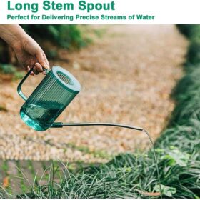 Long Spout Watering Can for Indoor Plants - 33.8oz Small Garden Watering Can with Measuring Markings, Translucent Design for House Plants, Succulents & Flowers (Green)