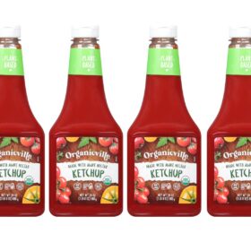 Organicville Organic Ketchup - Agave Sweetened, Gluten-Free, Vegan, USDA Organic Tomato Ketchup, Squeeze Bottle, 24 oz (4-Pack)