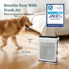 LEVOIT Vital 100S-P Air Purifier for Home - Large Room HEPA Filter up to 1073 sq ft, Smart WiFi, Air Quality Monitor, AHAM Verified, Washable Pre-Filter, Sleep Mode for Pets Allergies Dust Pollen, White