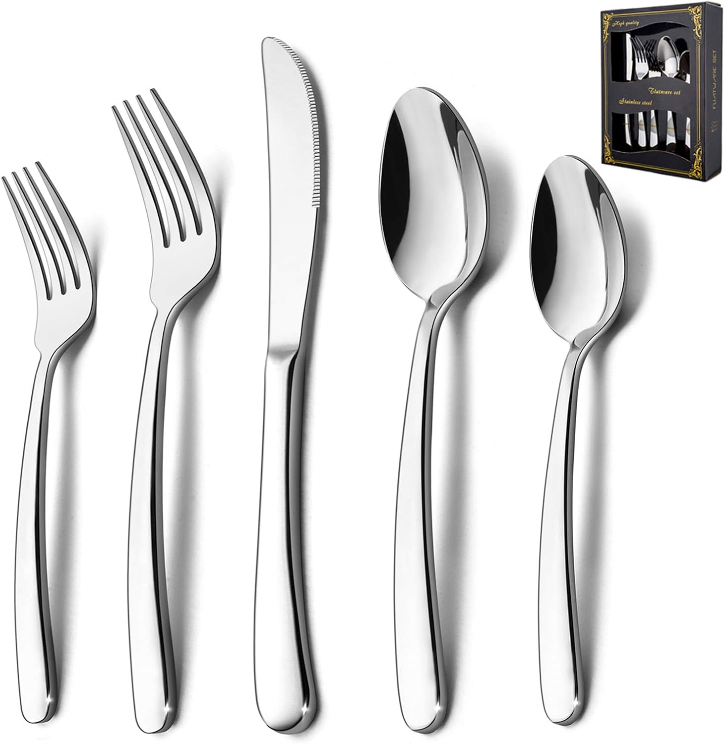 HaWare 40-Piece Stainless Steel Flatware Set for 8, Heavy Duty Mirror Polished Cutlery - Dishwasher Safe Modern Tableware