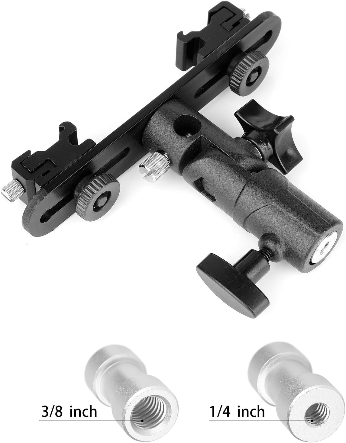 ChromLives Dual Flash Bracket - Professional Studio Umbrella Holder with Dual Cold Shoe Mount for DSLR Camera (Canon, Nikon, Yongnuo)