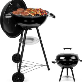 Joyfair 18-Inch Kettle Charcoal Grill - Portable Outdoor BBQ Smoker with Wheels, Enameled Lid & Dual Venting System for Backyard, Camping & Patio