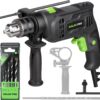 GALAX PRO 4.5A Corded Hammer Drill - 2-in-1 Hammer & Drill Function with 12 Variable Speeds, 1/2" Keyed Metal Chuck & 360° Rotating Handle, Includes 5pc Bit Set