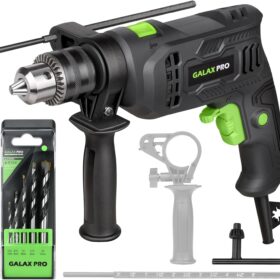 GALAX PRO 4.5A Corded Hammer Drill - 2-in-1 Hammer & Drill Function with 12 Variable Speeds, 1/2" Keyed Metal Chuck & 360° Rotating Handle, Includes 5pc Bit Set