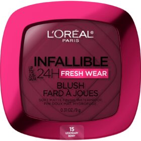 L'Oreal Paris Infallible 24H Fresh Wear Soft Matte Blush - Legendary Berry 15, Long-Lasting Waterproof Cheek Makeup (0.31 oz)