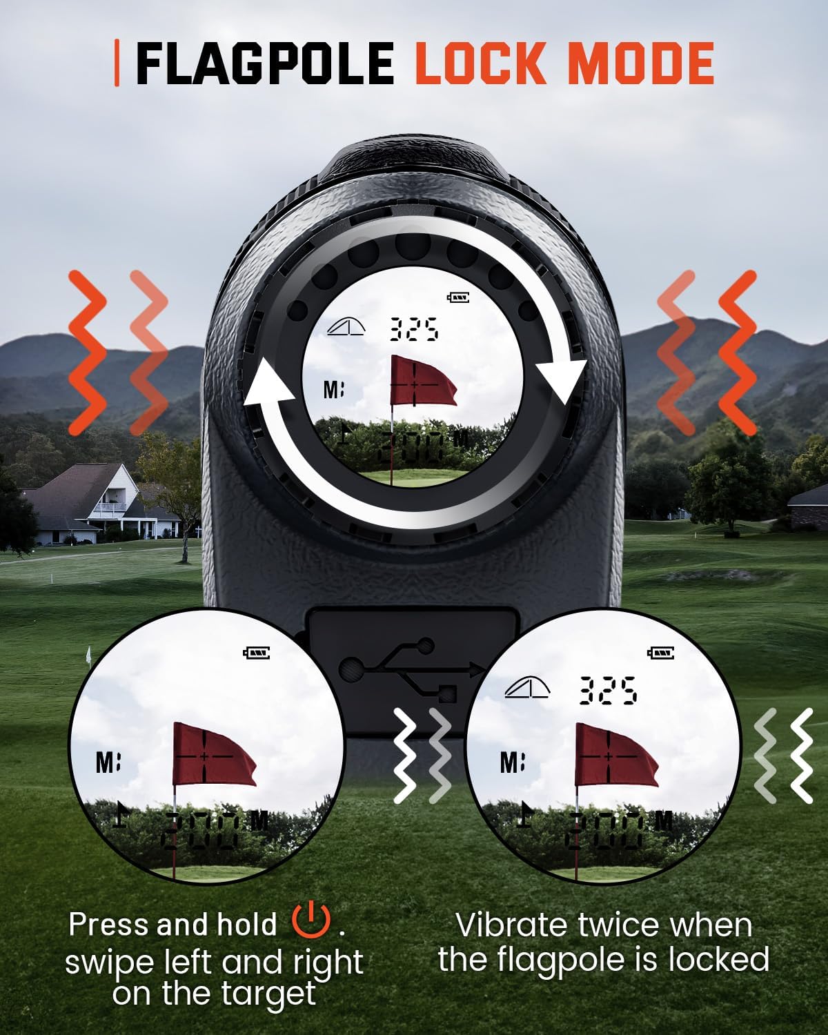 Pro Golf Rangefinder with Slope - 1500 Yards Laser Range Finder with USB-C Charging, 7X Magnification, Flag Lock Vibration for Golf Hunting