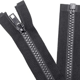 Sawoake 2PCS #5 16-Inch Separating Jacket Zippers - Black Molded Plastic Zippers for Sewing, Coats, Jackets, Bags & DIY Garment Craft