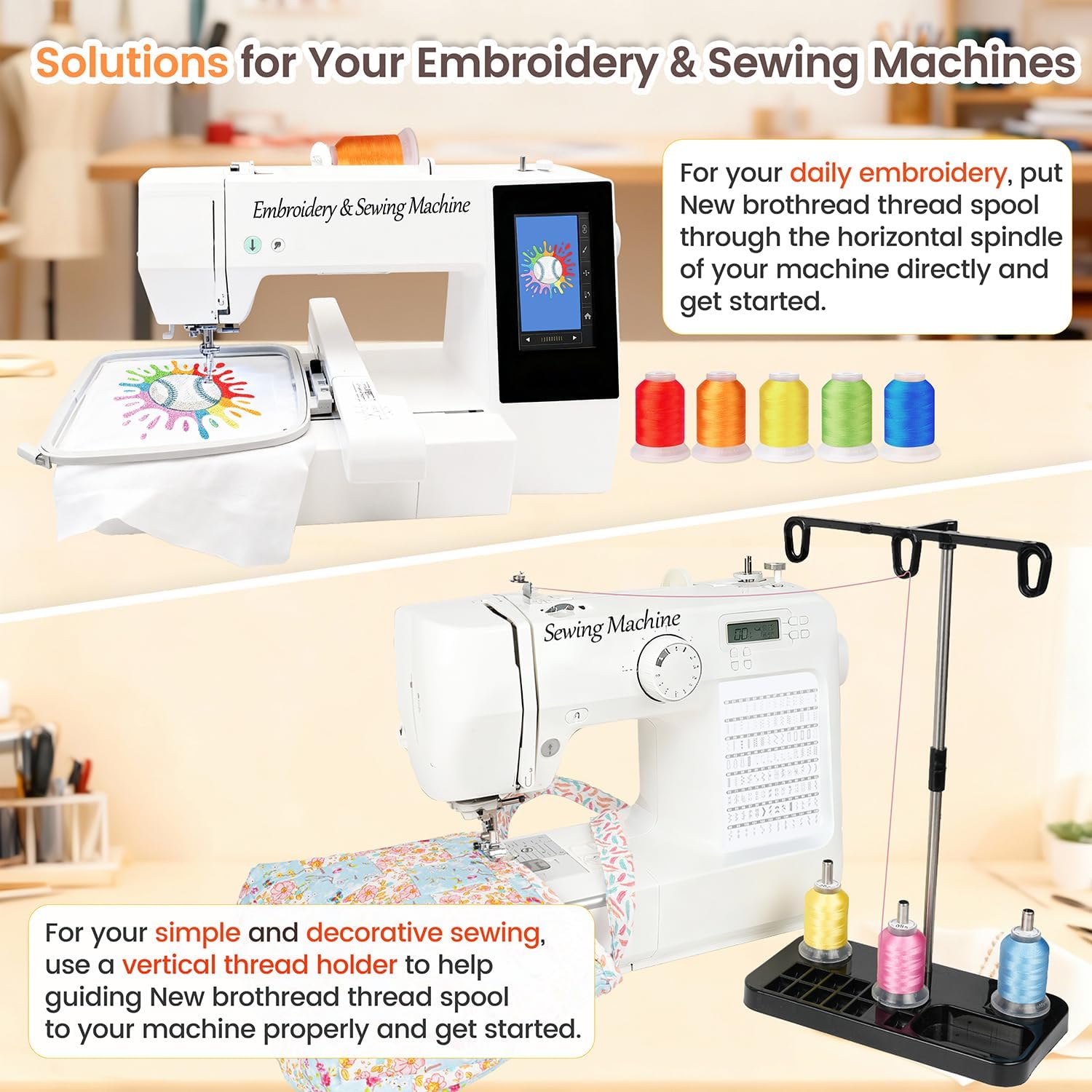 Brothread 30-Color Polyester Embroidery Machine Thread Kit - 500M Per Spool, 40WT - Compatible with Janome & Robison-Anton Color Charts