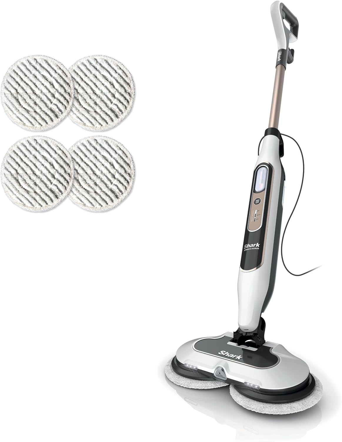 Shark S8201 Steam & Scrub Hard Floor Steam Mop with Steam Blaster Technology, 3 Steam Modes, LED Headlights - Rotator White