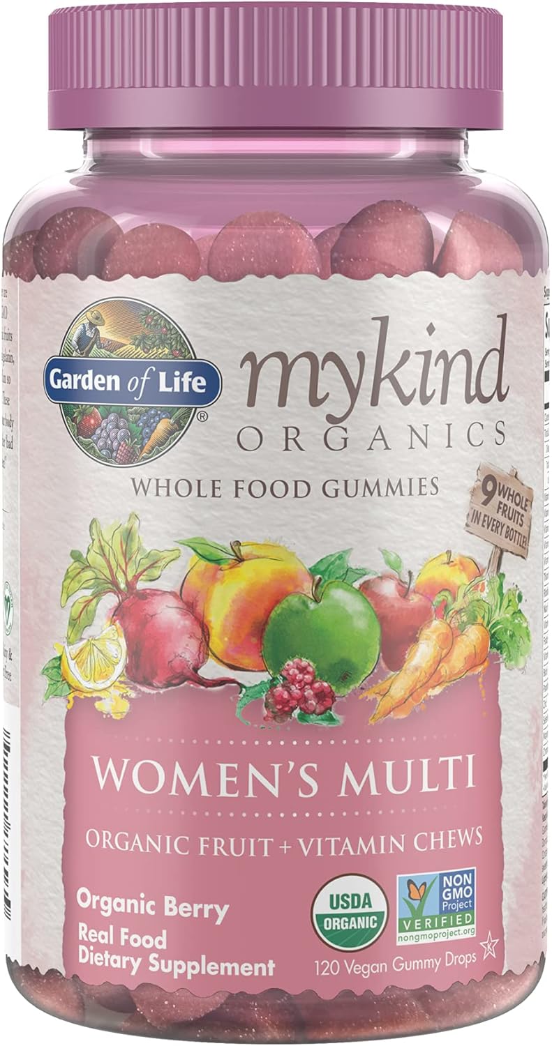 Garden of Life Organics Women's & Men's Multi Gummy Vitamins - Certified Organic Berry Blend - Vegan, Non-GMO - 120 Count