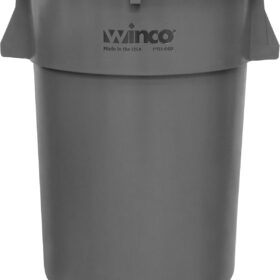 Winco PTU-44G Commercial 44-Gallon Round Heavy-Duty Trash Can - Gray