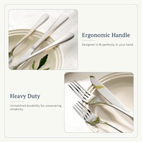 Astercook 48-Piece Stainless Steel Flatware Set with Steak Knives - Food-Grade Mirror Polished Cutlery for 8, Silverware Utensils for Home Kitchen Restaurant