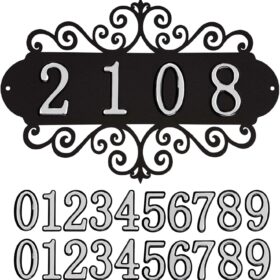 Black Modern Address Sign - 11.8 inch Rustproof Metal House Numbers & Wall Plaque for Outdoor Mailbox, Yard, and Front Door Decor