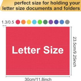 50 Pack Letter Size Hanging File Folders with 1/5-Cut Adjustable Tabs - 10 Vibrant Colors for Home & Office Document Organization