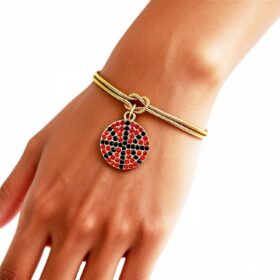 Gold Sport Charm Bracelet for Women - Non-Tarnish Waterproof Jewelry Gift for Daughter Girlfriend, Athletic Bracelet with Softball Football Soccer Basketball Charms