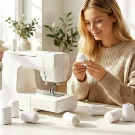 ilauke Premium Polyester Sewing Thread Set - 12 Spools x 1000 Yards, All-Purpose White Thread for Sewing Machines, Hand Sewing & Quilting