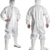 Ever Ready First Aid Disposable Microporous Coated Coverall Suit with Hood, Elastic Wrists/Ankles/Waist - Water-Repellent Protective Garment