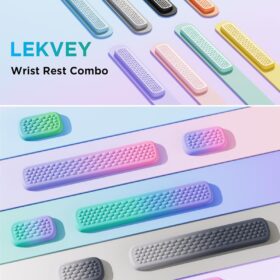 Lekvey Ergonomic Keyboard Wrist Rest - Premium Memory Foam with 144 Massage Points, Waterproof PU Leather Carpal Tunnel Support for Gaming & Office, Pain Relief Wrist Pad (Black)