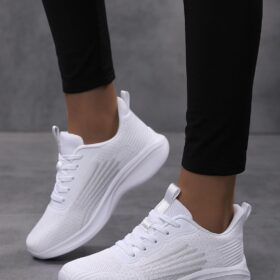 Premium Women's Lace-Up Walking Shoes - Comfortable Breathable Athletic Sneakers with Non-Slip Sole for Running & Workout