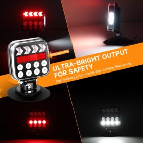 Magnetic Wireless Trailer Lights - Rechargeable Towing Light Kit with 18 Modes, 60MPH Secure Mount, for Truck RV Boat Caravan (SL-5046)