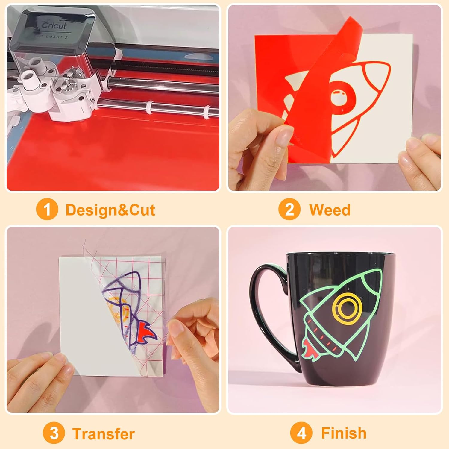 Honoson 30 Pack Permanent Vinyl Rolls - 12" x 5ft Waterproof Self-Adhesive Vinyl for Cricut, Car Decals, Home Decor, Mug & DIY Craft Projects