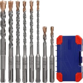WORKPRO 8-Piece SDS-Plus Masonry Drill Bit Set - Carbide Tipped Heavy Duty Concrete Bits with Case for Rotary Hammer Drills