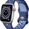 Lerobo Apple Watch Band 44mm 45mm 46mm 49mm - Soft Silicone Sport Strap for Women Men, Breathable Air Holes Design for Apple Watch Series 11/10/9/8/7/6/5/4/3/2/1/SE/Ultra - Yankees Blue