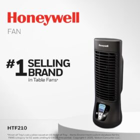Honeywell QuietSet 13" Oscillating Tower Fan - 4-Speed Personal Desk Fan with Quiet Operation, Black