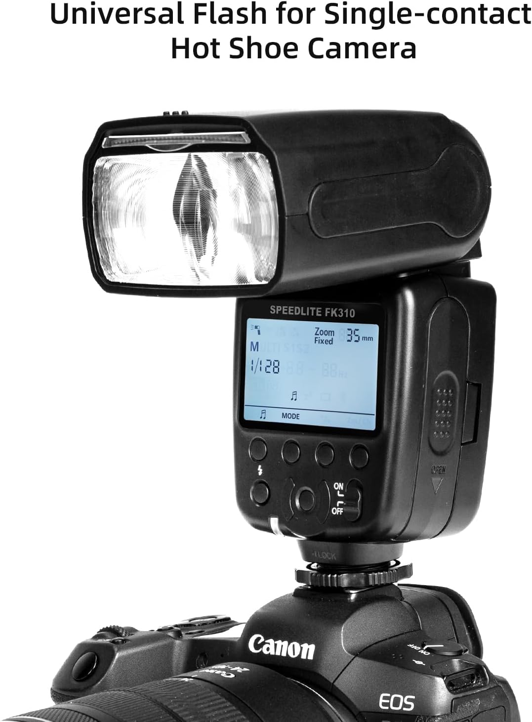 PHOTOOLEX FK310 LCD Camera Flash Speedlite - Professional Shoe Mount Flash for Canon Nikon Sony Panasonic Olympus Fujifilm Pentax Sigma Minolta Leica