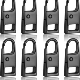 8-Piece Premium Metal Zipper Pull Replacement Kit - Universal Zipper Repair Slider for Luggage, Backpack, Jacket & Coat (Black)