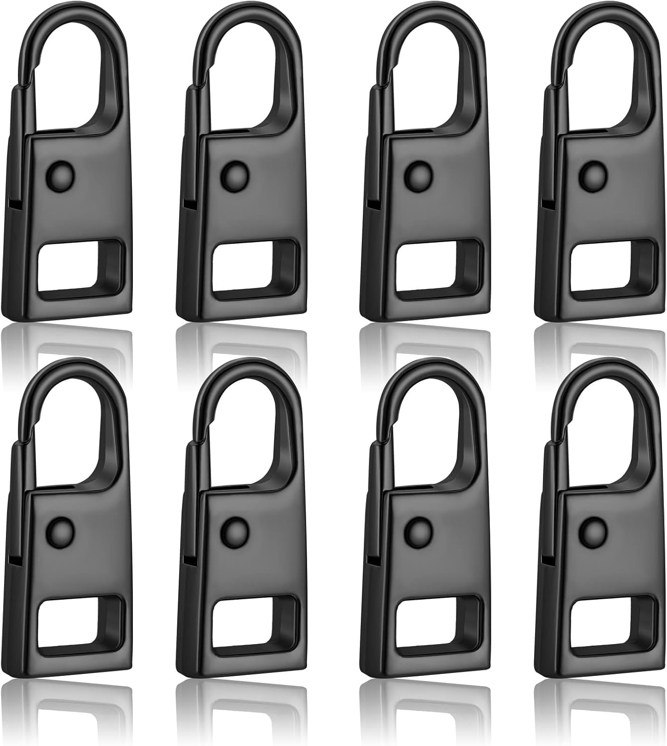 8-Piece Premium Metal Zipper Pull Replacement Kit - Universal Zipper Repair Slider for Luggage, Backpack, Jacket & Coat (Black)