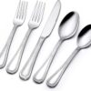 Terlulu 60-Piece Stainless Steel Flatware Set for 12 | Mirror Polished Cutlery with Beaded Handles | Dishwasher Safe Silverware Set for Home & Restaurants