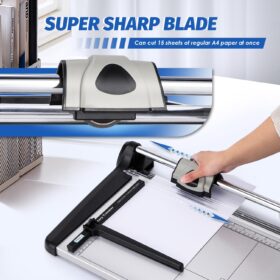 PrecisionPro 360mm Rotary Paper Trimmer - 15 Sheet Heavy Duty Commercial Cutter with Self-Sharpening Steel Blade for Office, School & Photo Studio (Black & Silver)