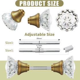 Antique Brass Crystal Door Knobs Set - Interior Mortise Lock Replacement with Spindle & Metal Sleeve for Vintage Interior Doors