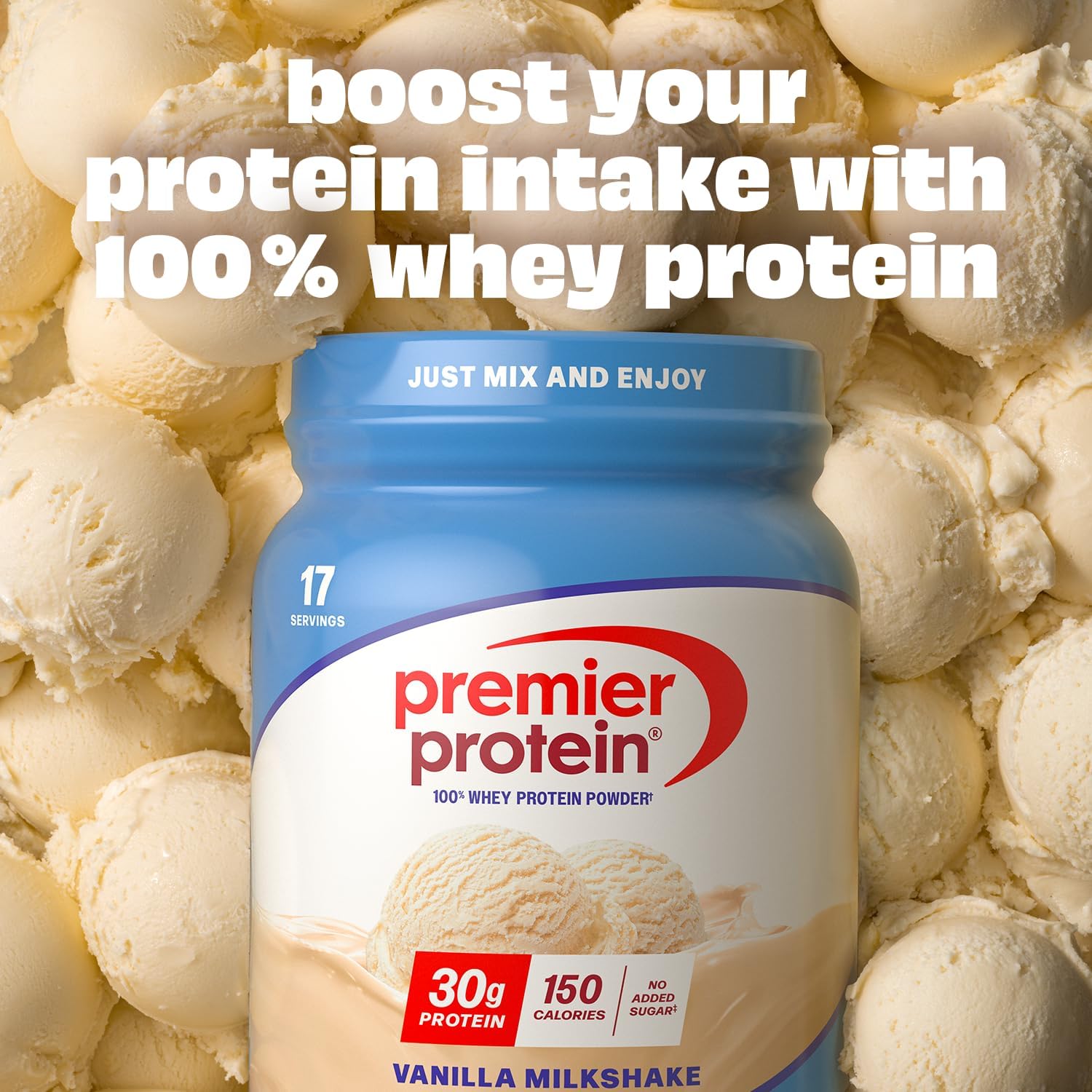 Premier Protein Powder - Vanilla Milkshake Flavor | 30g Whey Protein, 1g Sugar, Keto Friendly, Gluten Free, 23.3 oz (17 Servings)