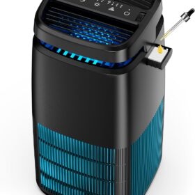 POMORON MJ002H Air Purifier - 4-in-1 HEPA Air Cleaner with Ionizer, UV Light & Essential Oil Diffuser for Home, Covers 1250 Sq Ft, 99.97% Removal Rate for Dust, Smoke, Pollen & Pet Dander, Black