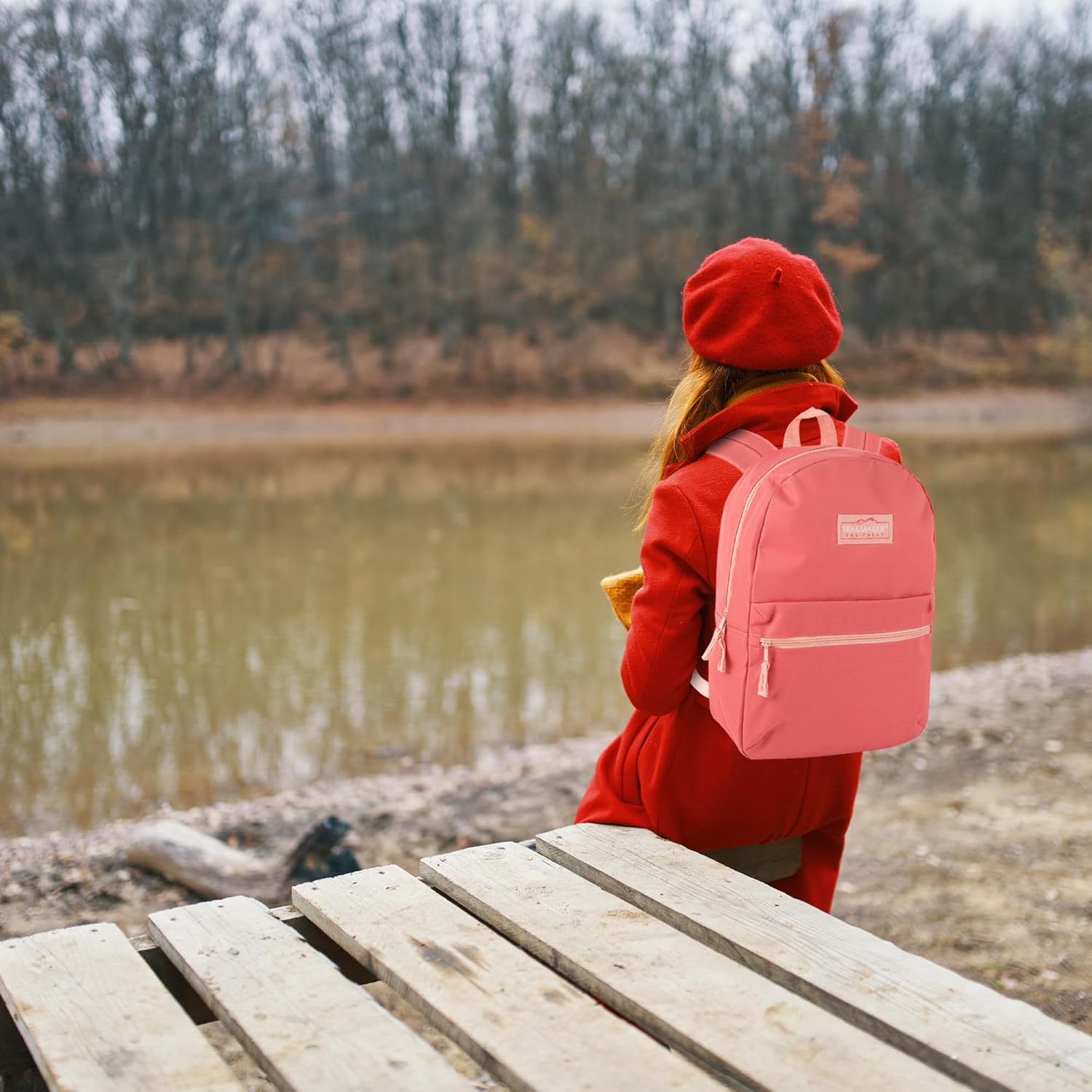 Trail maker Classic 17 Inch School Backpack with Adjustable Padded Straps - Lightweight & Durable Bookbag for Kids, Girls & Boys (Coral)