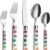 ANNOVA 20-Piece Stainless Steel Flatware Set for 4 - Colorful Puka Dot Handles, Dinner Knife, Fork, Spoon Set - Mirror Polished Cutlery