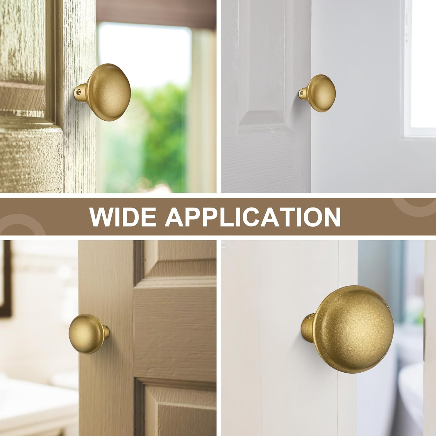 Saillong 6-Pack Vintage Gold Door Knob Set - Classic Electroplated Interior Door Handles with Spindle & Keys (2.2" Diameter)