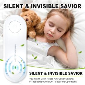2PCS Magair Mini Air Purifier Plug-In with Replacement Filter, Ultra Quiet <36dB for Bedroom, Bathroom, Closet & Pet Room - White